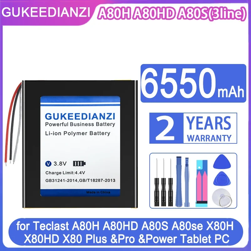 

GUKEEDIANZI Replacement Battery (3Line) 6550mAh for Teclast A80H A80HD A80S A80se X80H X80HD X80 Plus &Pro &Power