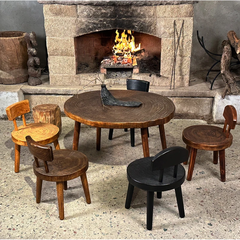 

Solid Wood Stool, Vintage Dining Chair, Entry Shoe Bench, Versatile Seating - Chic & Practical Home Furnishings