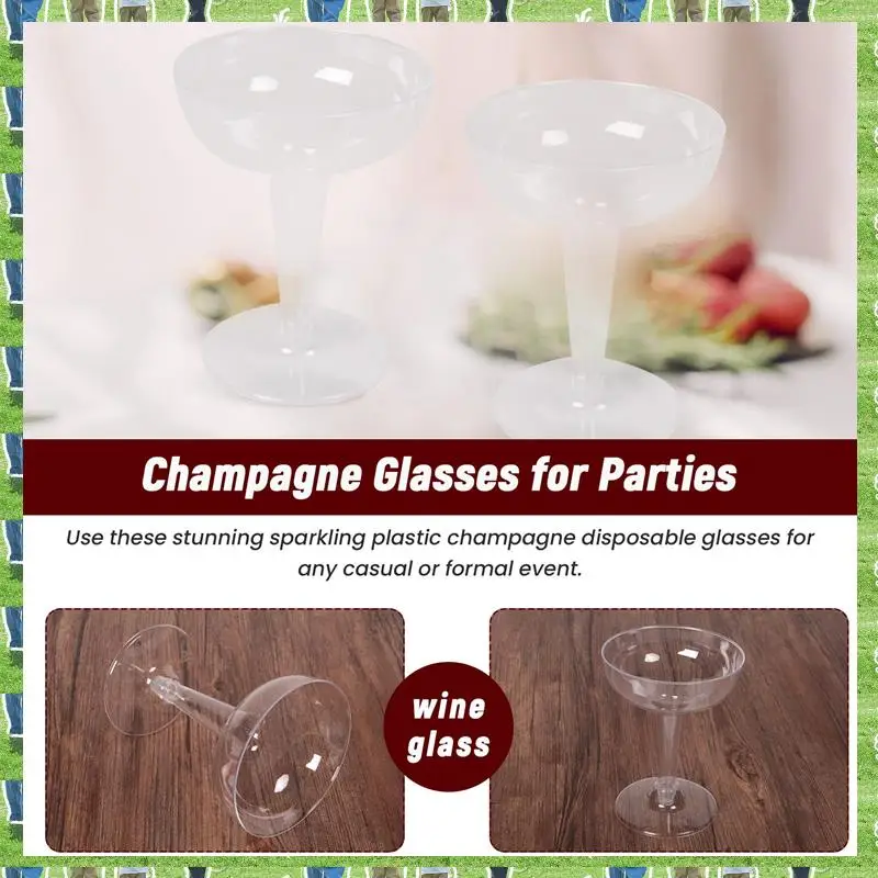 

FTS New Plastic Champagne Flutes Disposable - 20Pcs Clear Plastic Champagne Glasses For Parties Clear Plastic Cup