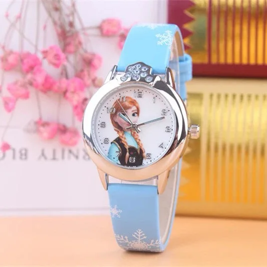 Jam Tangan Cosplay Frozen Mickey Mouse Kartun Disney dengan Kotak Jam Tangan Anak-anak Minnie Hadiah Anak-anak