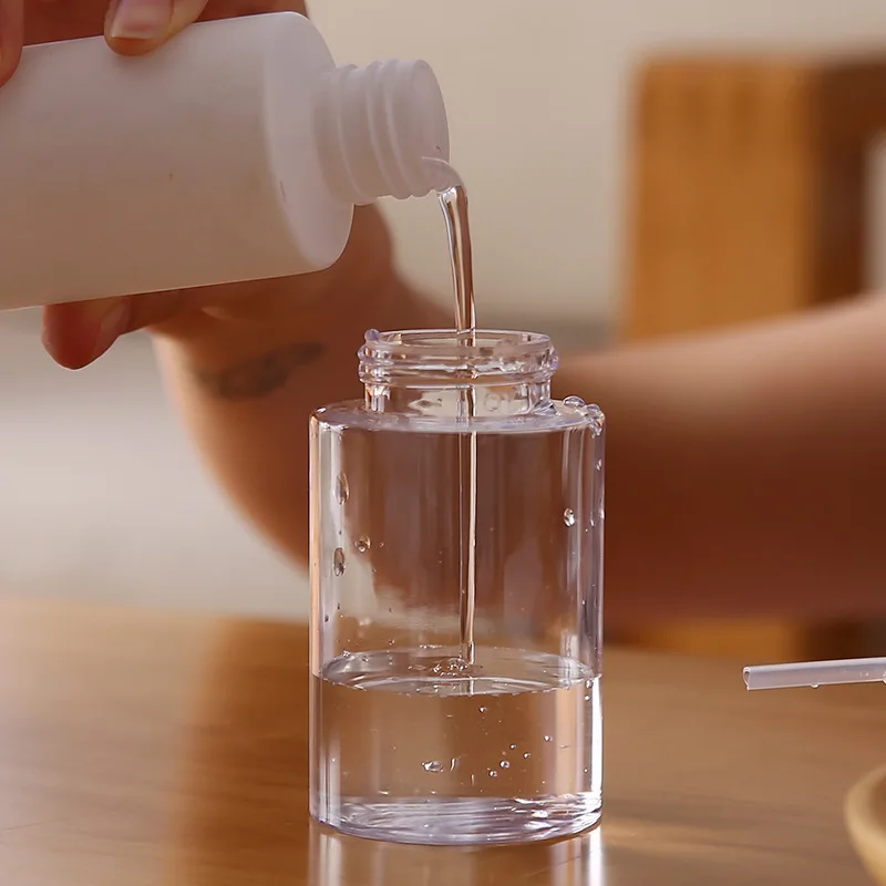 4pcs Refillable Clear Nail Polish Remover Bottle - Convenient Push-Down Lockable Pump Dispenser One-Touch Bottle for Quick