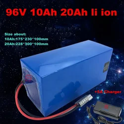 li ion lithium ion 96v 10Ah 20Ah battery pack for solar energy light tricycle exploration equipment power tools + 5A charger