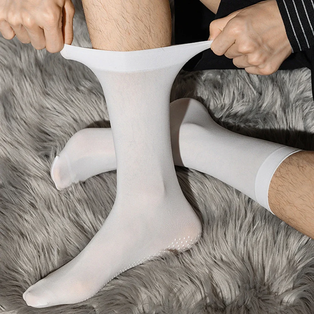 

Breathable Dress Socks Mens Sheer Stockings Black Tube Socks Comfortable Fit Dark Blue Stockings Polyester Fabric
