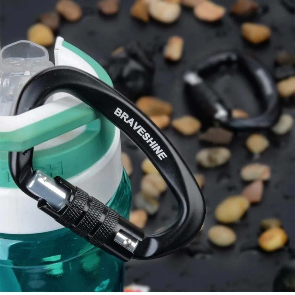 

12KN Professional Safety Carabiner Aluminum Multicolors Climbing Security Lock D Shape Key Hooks