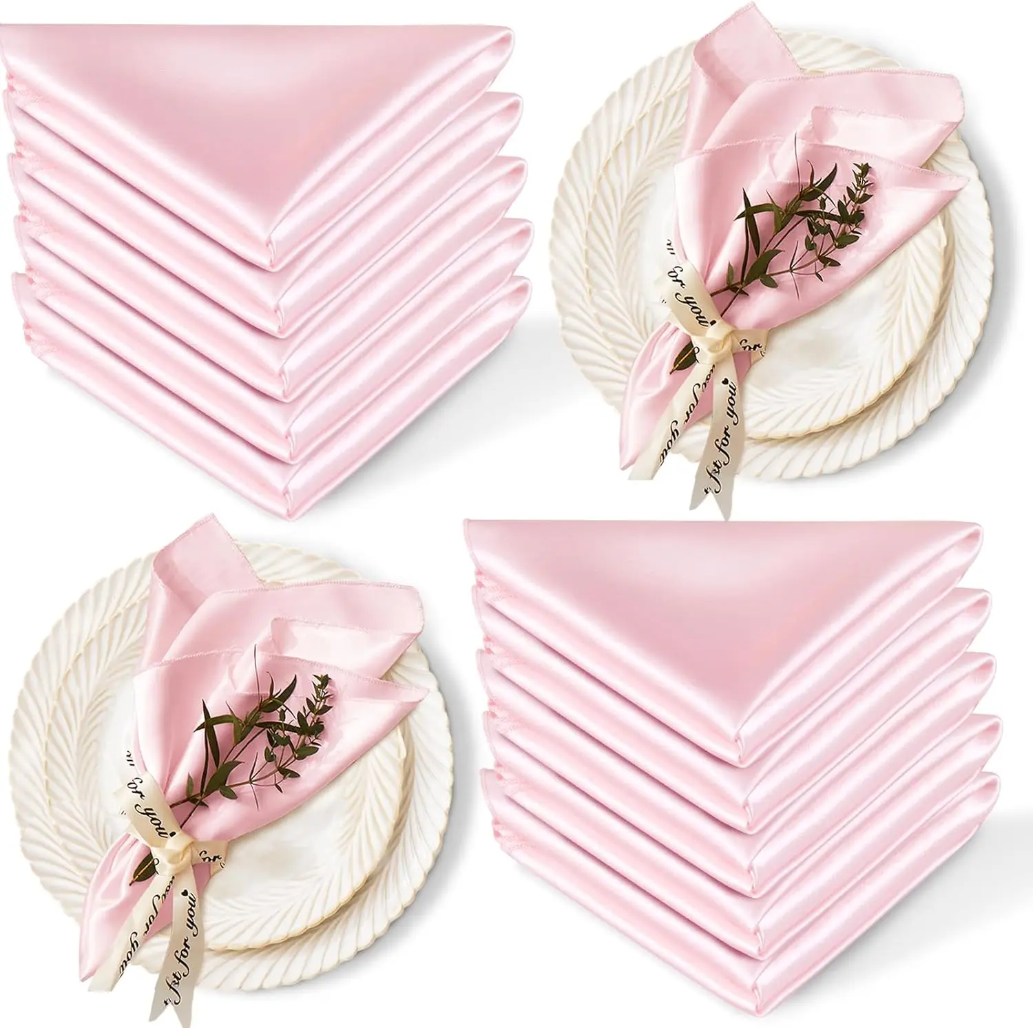 12 Pack Satin Cloth Napkins, 30x30cm Silky Wedding Napkins Cloth, Luxury Dining Table Cloth Napkins for Birthday Holiday Party