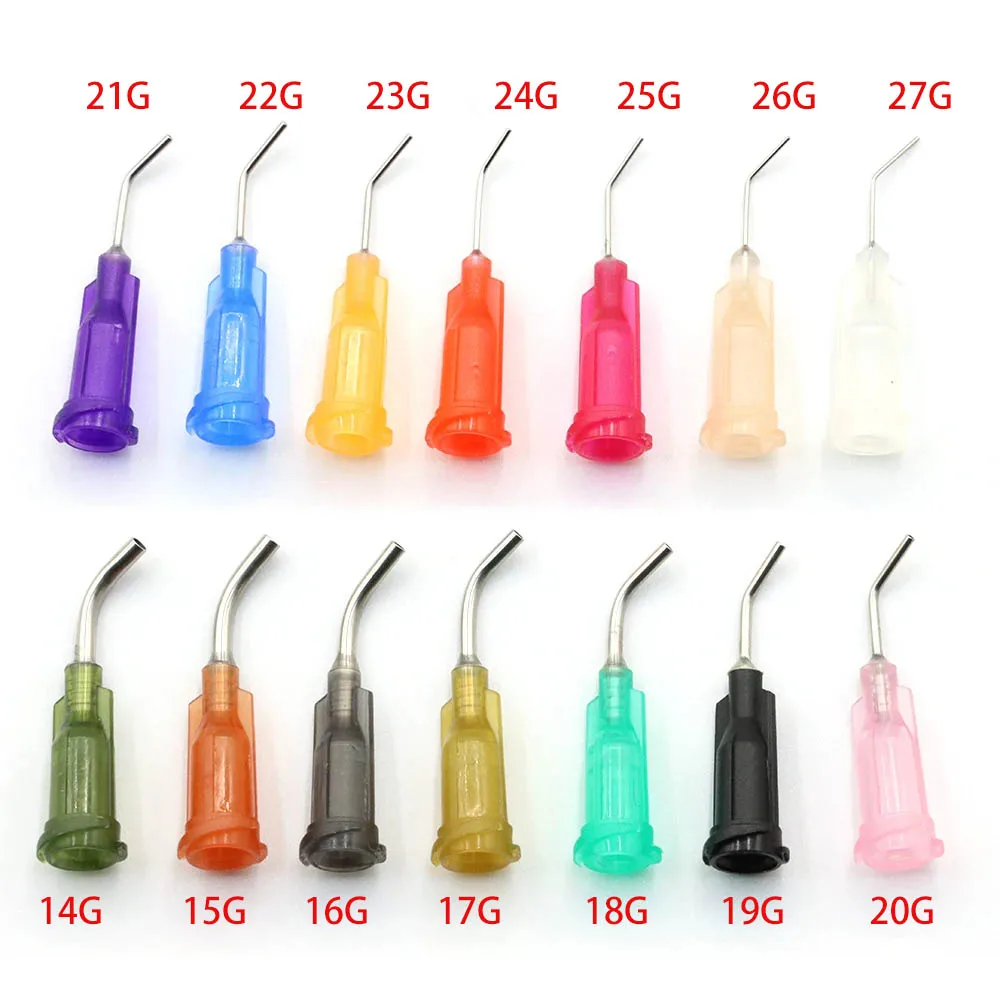 14-27G 1/2 inch 45° Elbow Dispensing Machine Injection Needle Stainless Steel Dispensing Needle Used for Liquid Ink Glue