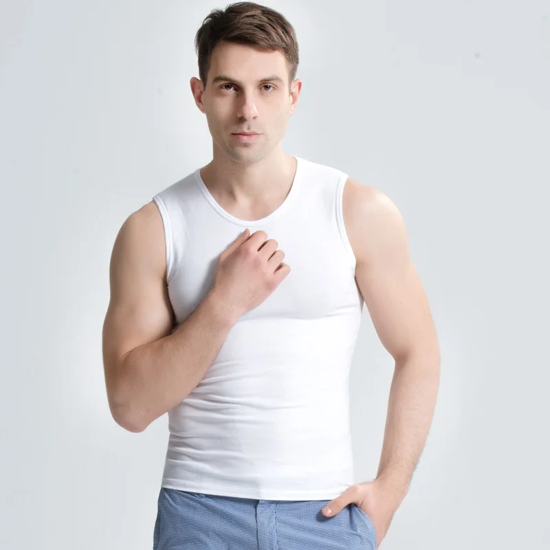 Man Cotton Solid Seamless Underwear Clothing Mens Sleeveless Tank Vest Comfortable Elastic Undershirts Bodybuilding Singlets