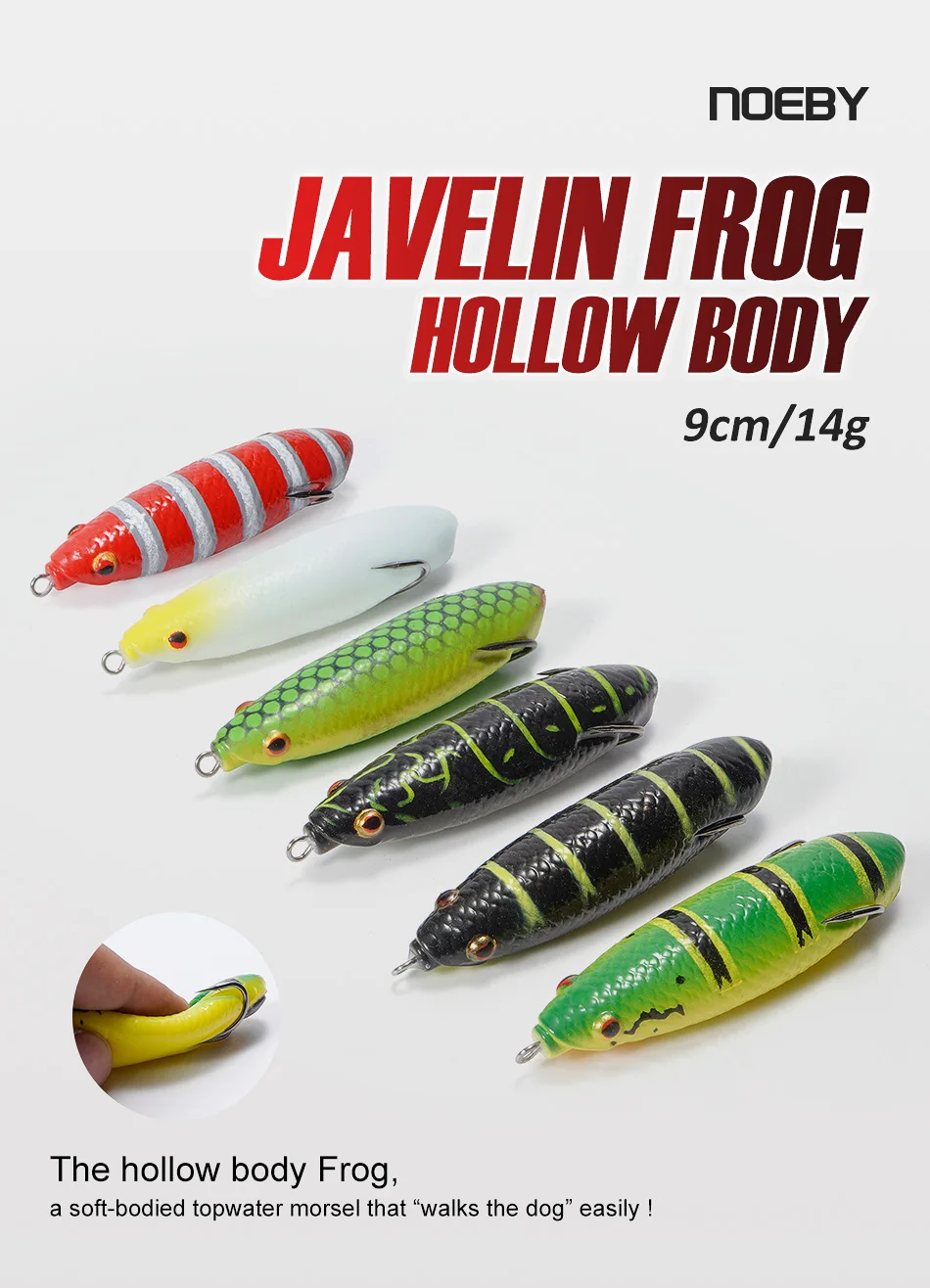 NOEBY Frosch-Weichköder, 90 mm, 15,5 g, Topwater-Hohlkörper, Silikon, künstlicher Kunststoff-Frosch, unkrautfreie Haken für Barsch-Angelköder – Detail 1