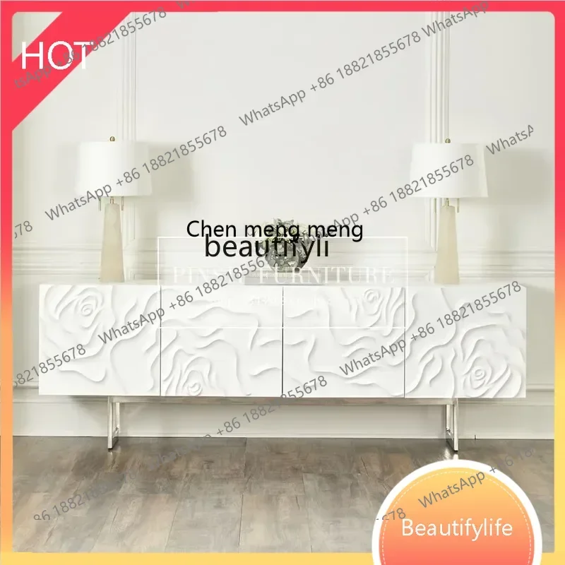 32 Italian light luxury TV cabinet Nordic solid wood dining side cabinet Locker foyer entrance cabinet