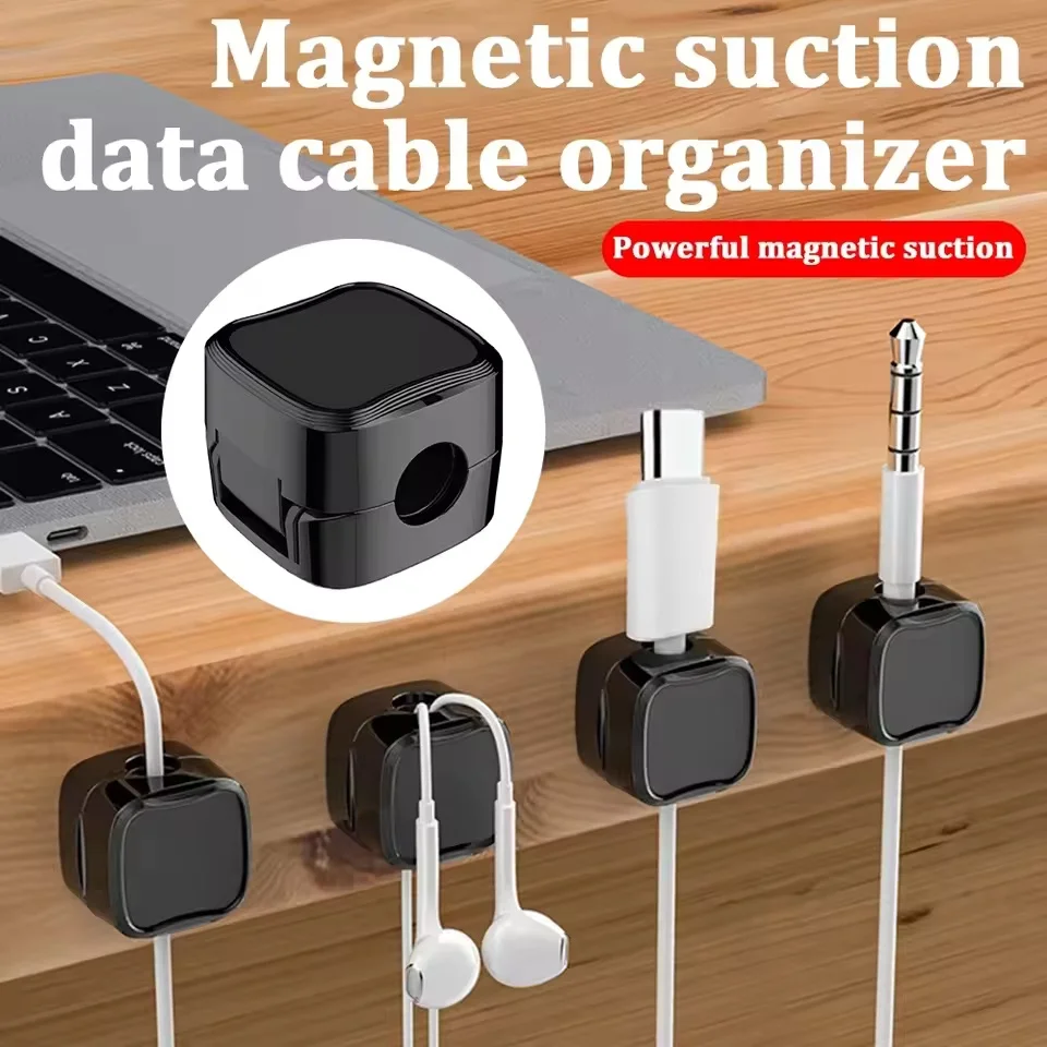 Magnetic Cable Clip Cable Holder Adhesive Wire Keeper Cord Cable Organizer USB Charging Line for Home Office Desktop Management