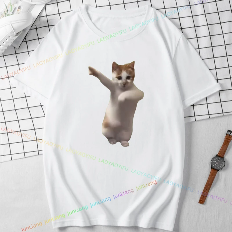القط ميمي متعة الحيوان القط طبعة جديدة أنيمي بنين الحيوان طباعة قمصان رجالية 100% القطن الملابس الجمالية Y2k الملابس التي شيرت مضحك #2