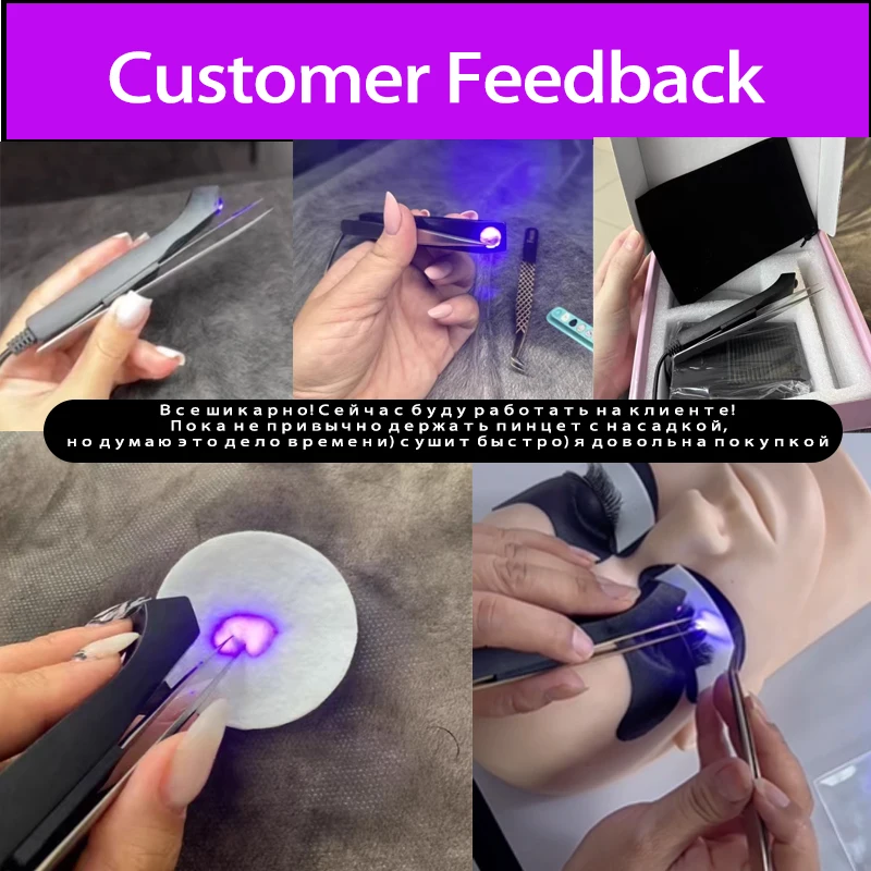 Pinça de 3.5w lâmpada uv portátil uv led lâmpada de cílios postiços, cola uv de cura rápida pinça de luz roxa lâmpada pinças lâmpada de cílios