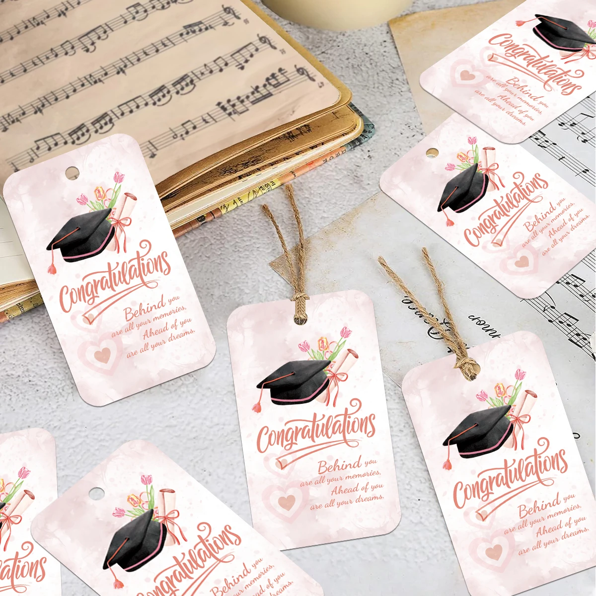 50pcs Graduation Gift Tags-"Congratulations"Grad Cap Design Label For High School&College Graduation Gift,Party Boxes Decoration - view 4
