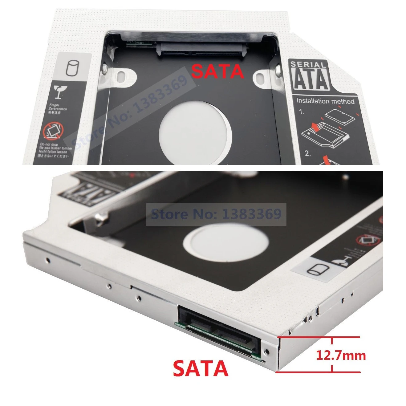 2nd SATA HDD SSD Hard Drive Frame Caddy Adapter for Lenovo ThinkPad W700 W700ds W701 W701ds T420 T430 T510 T520 T530 R400 R500