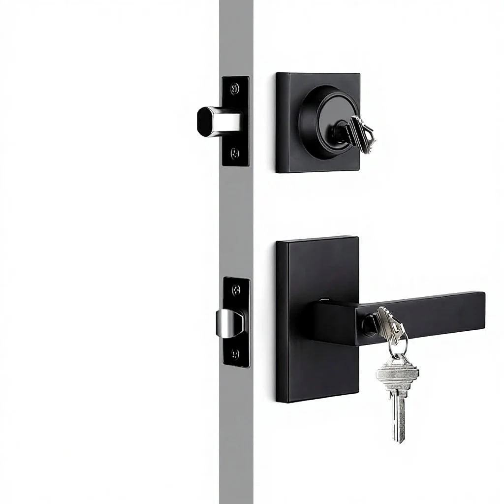 Haidms Matte Black Heavy Duty Zinc Alloy Front Door Lock Set with Deadbolt Keyed Alike Entry Lock
