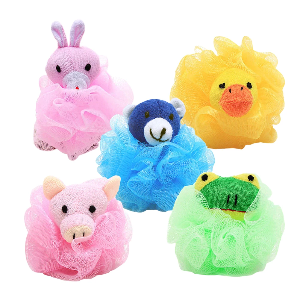 

4 Pcs Animals Cartoon Bath Ball Sponge Girls Mesh Pouf Puff Loofah Child
