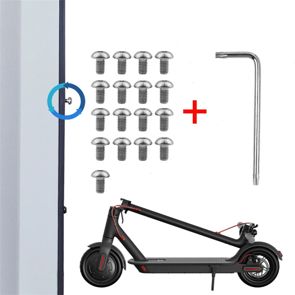 

17pcs Electric Scooter Bottom Cover Steel Screws +1 X Wrench For Pro/Pro2/1S Front Fork Tube Pole To Base Parts Accessories