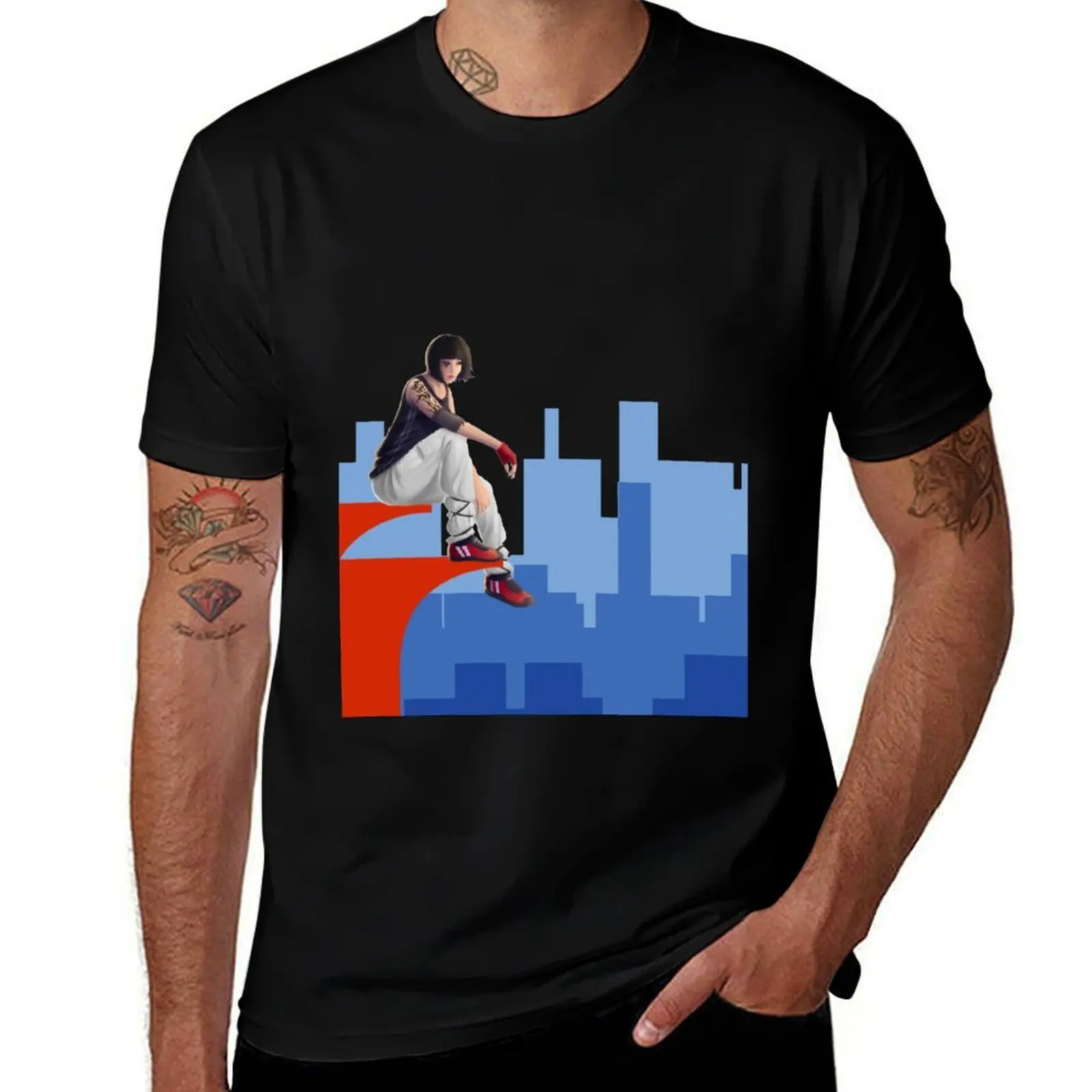 Mirror Edge - The City - High-res Vector Version - Decal (Transparant) T-Shirt Sport Basic Moisture Wicking Tee T-Shirt