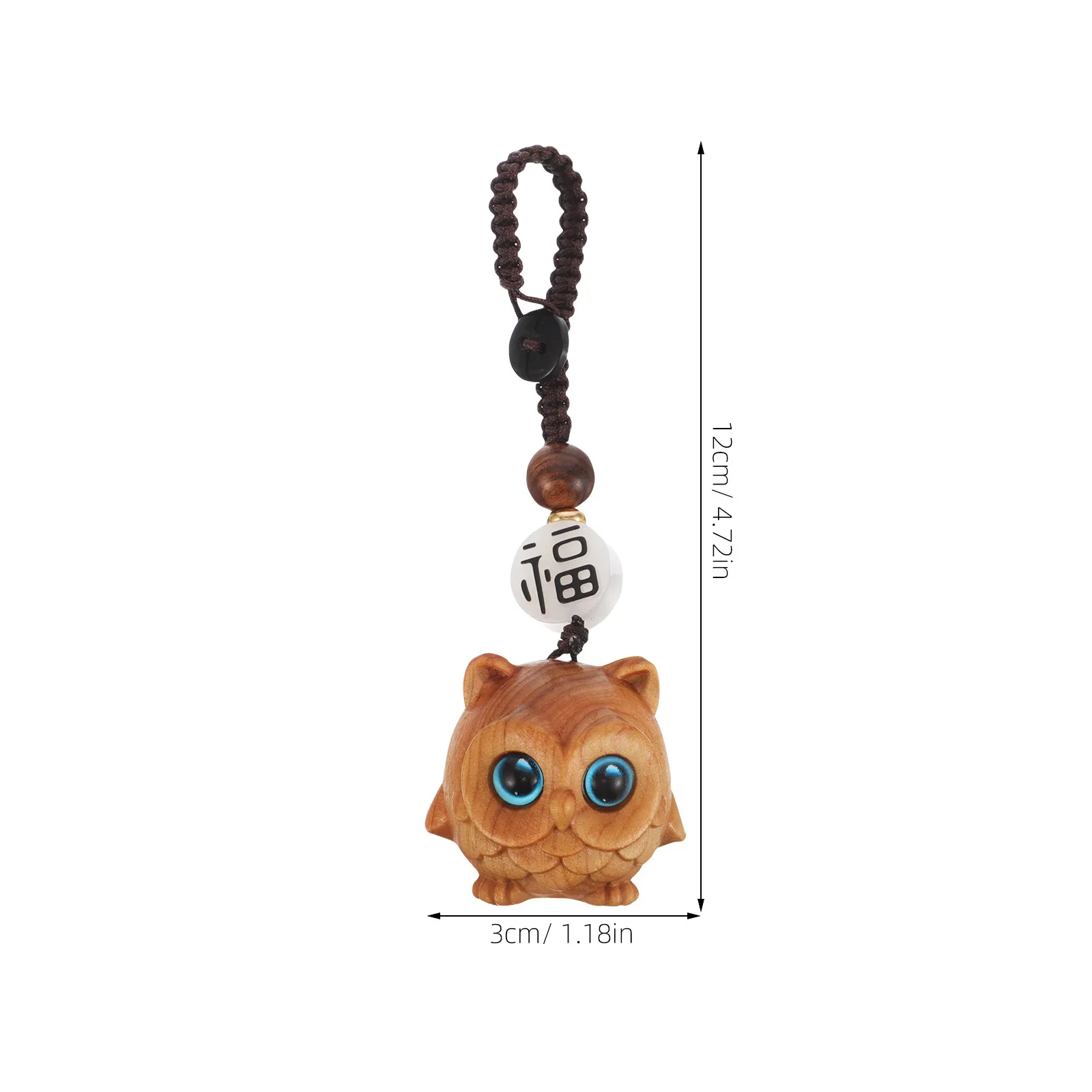 Wooden Car Key Keychain Holder For Bag Pendant Decoration Christmas Stocking Stuffers Owl Hand-carved view 5