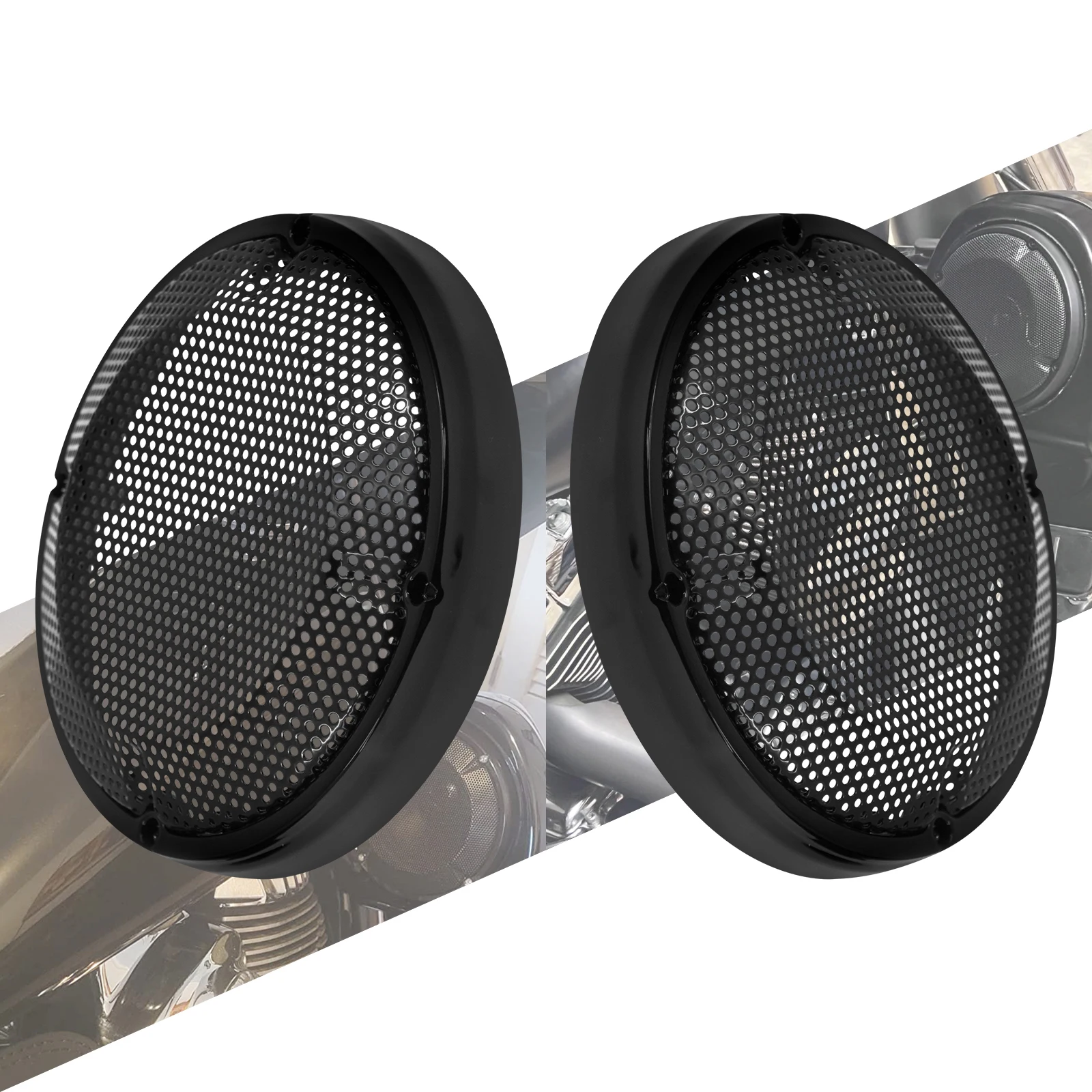 

6.5" Saddlebag Grille Lid Black Speaker Grill Cover For Harley For Touring For Street Glide
