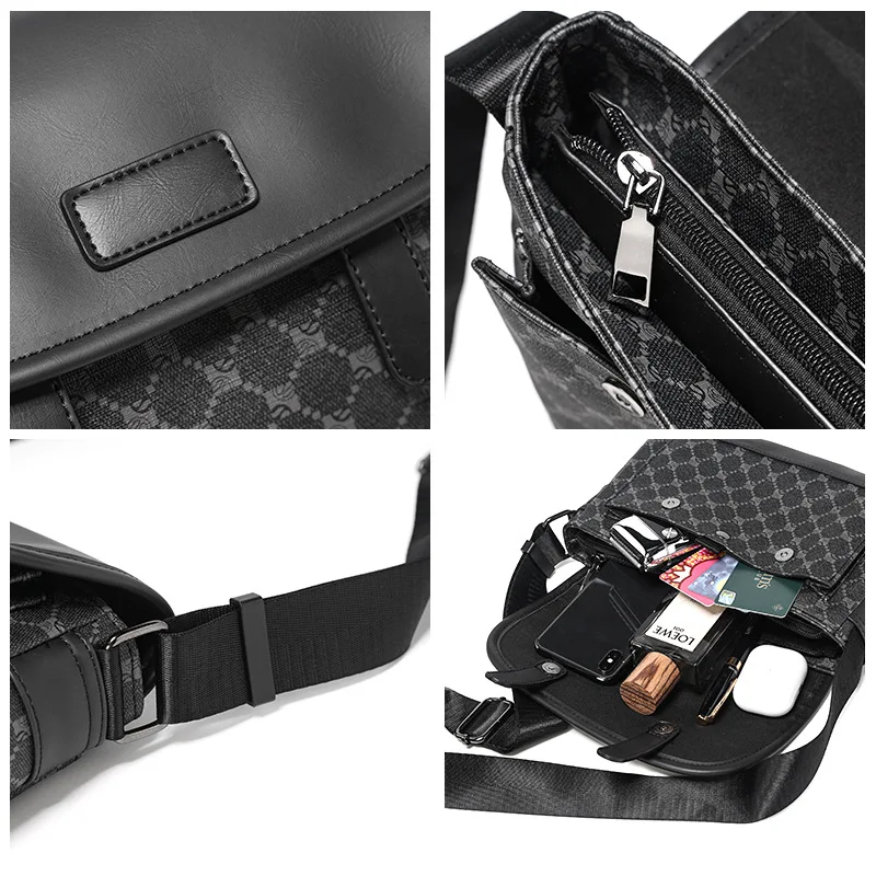 Stylish Plaid Men's Messenger Bag Crossbody Shoulder Bag for Commuting and Cycling