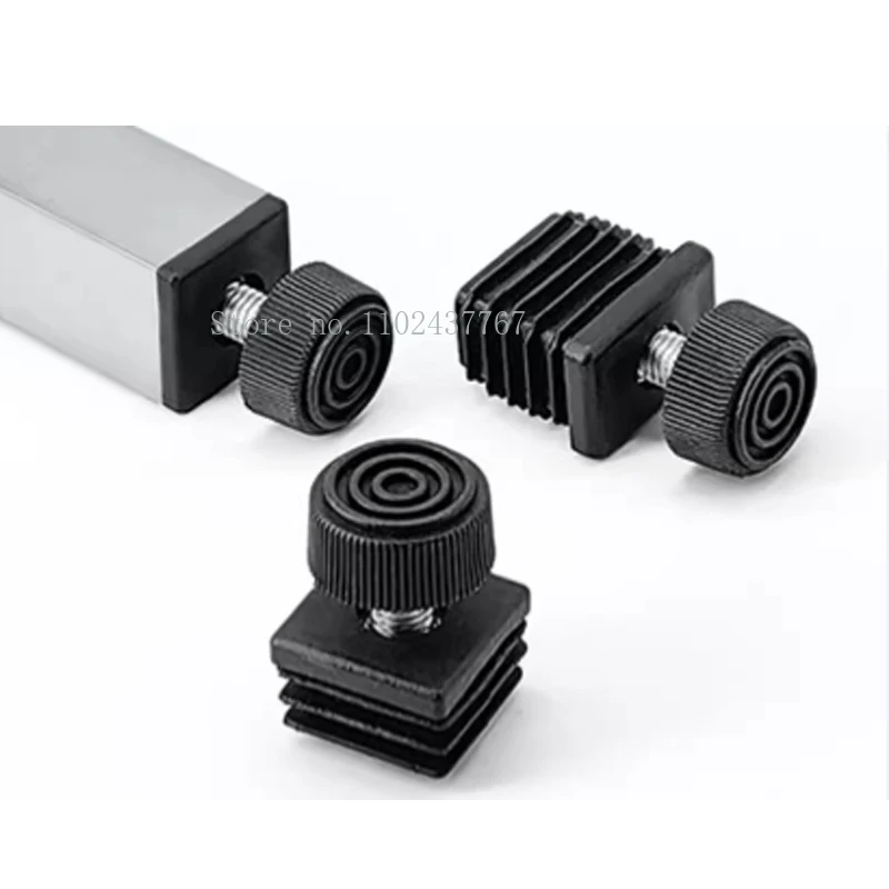 M8/M10 البلاستيك قابل للتعديل الأنابيب الداخلية التوصيل الأسود جولة/مربع المسمار وسادة للقدم التسوية وسادة الجوز #6