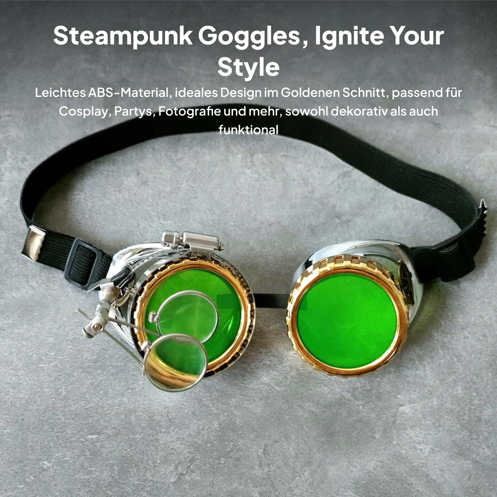 Retro Steampunk Glasses Adjustable Strap Funky Costume Eyewear Sunglasses for Club Adventure Masquerade