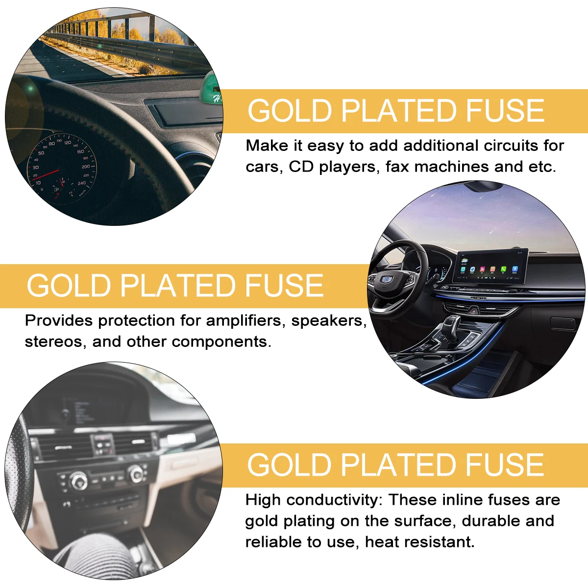 

5pcs 100 Amp Anl Gold Plated Inline Car Audio Fuse High Current Corrosion Resistant Circuit Fuse For Boat Truck Audio Gold Fork