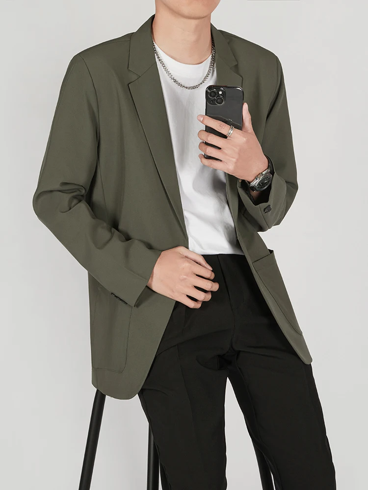 

Мужской комфортный универсальный пиджак на одной пуговице, весна 2025, повседневный деловой стиль, приталенный крой, без разрезов, застежка на одну пуговицу