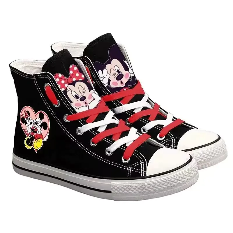 Spring/Summer New Mickey Mouse High Top Women Canvas Shoes Versatile Breathable Graffiti Men and Women Student Casual Sneakers