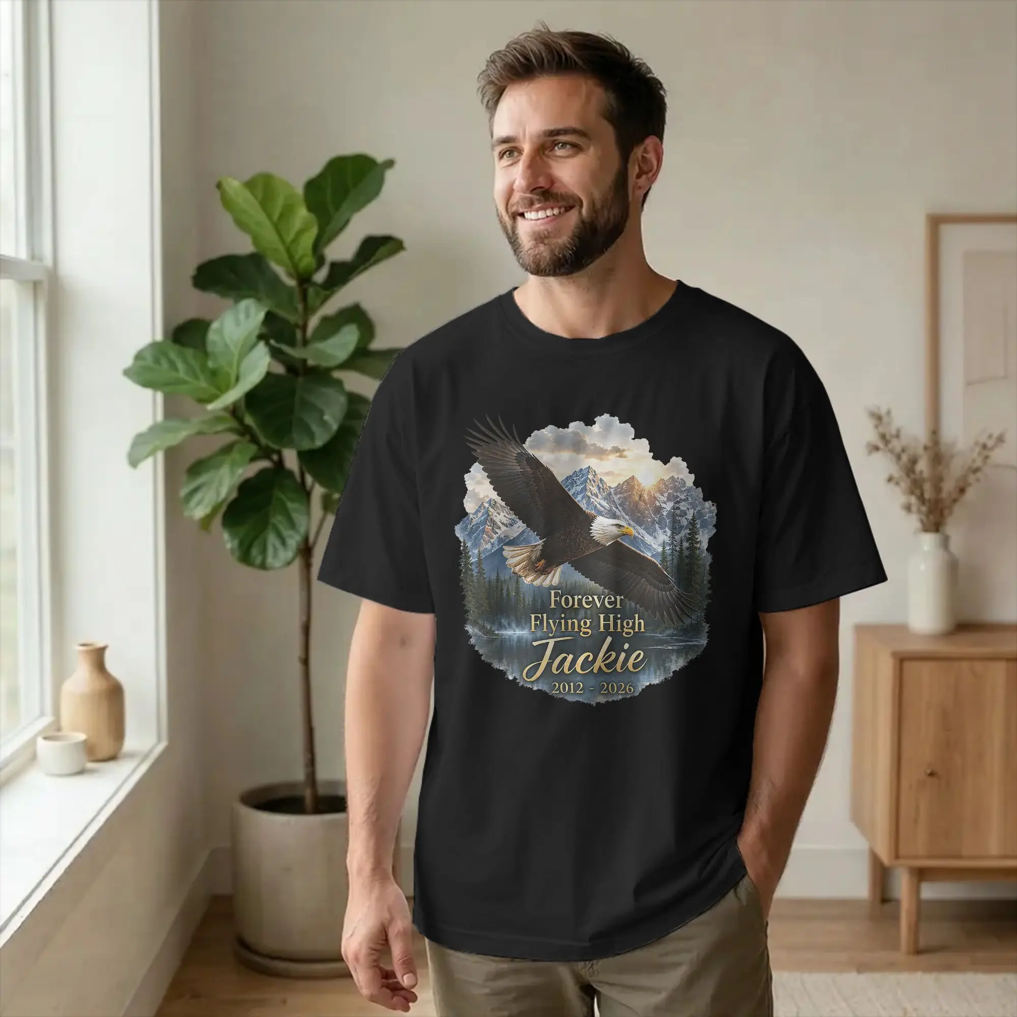 Men Women Fly High Jackie Bald Eagle Memorial Mountain Nature T Shirt  100% Cotton Clothing O Neck Tees Adult T-Shirt