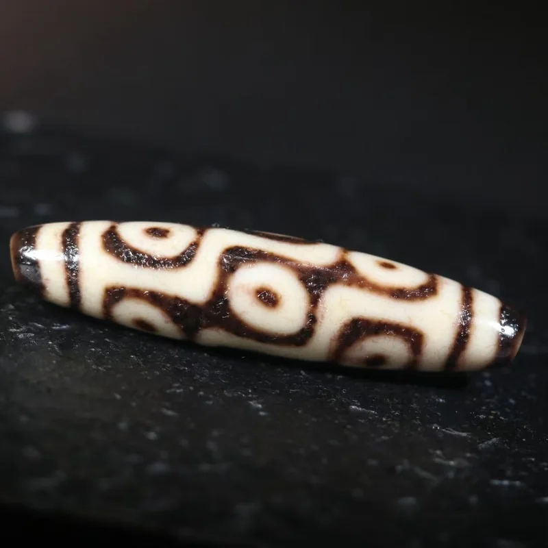 Natural Tibetan Genuine Old Mine Raw Agate Yellow Pure Nine-Eyed Dzi Bead Clavicle Necklace Pendant Bracelet