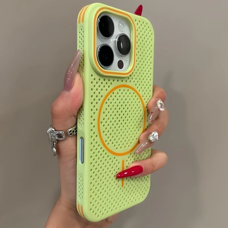 Funda Magnética de Lujo con Disipación de Calor para Magsafe, Compatible con iPhone 12, 13, 14, 15, 16, 17 Pro Max, 16 Plus, 17 Air
