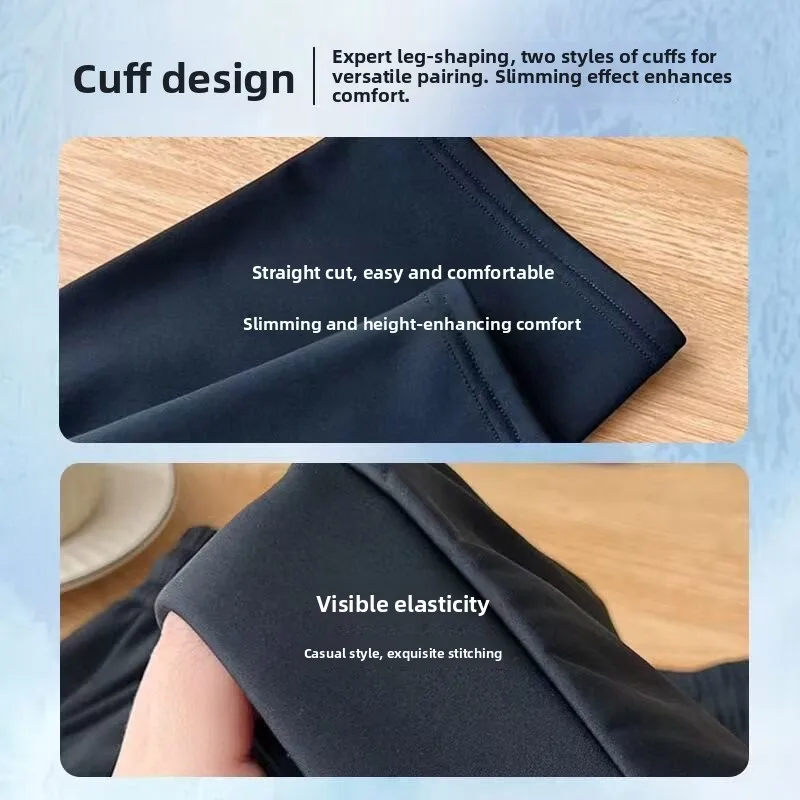 Thiened Fce Lined Six-Proof Men's Casual Pants Autumn Winter Loose Wear Resistant Dirt Proof Sports Elastic Waist Long T...