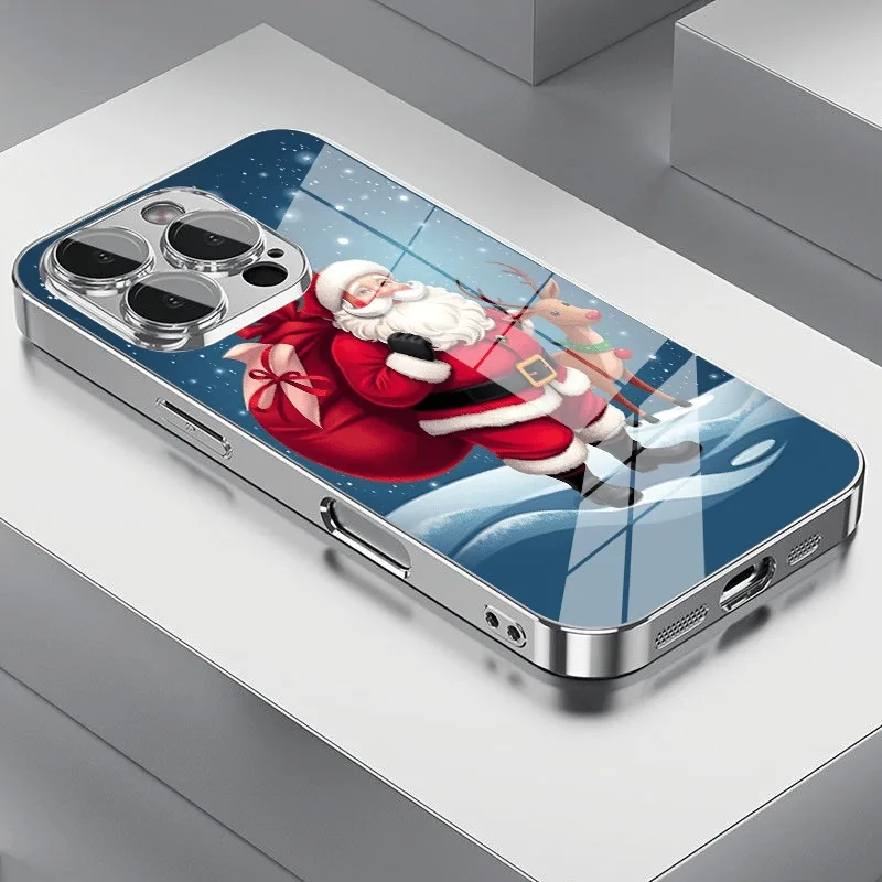 Creative Santa Claus Pattern Phone Case for Samsung Galaxy S25 S24 S23 S22 S21 S20 S10 S9 S8 FE Plus Ultra 4G 5G Luxury Glass