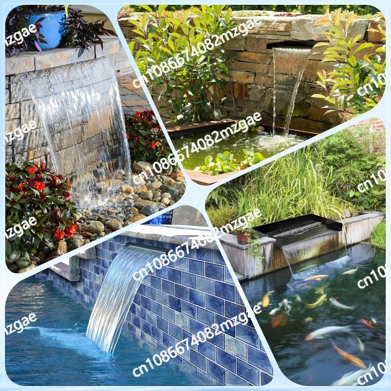 Outdoor Fountain Spillway Kit with 304 Stainless Steel, Corrugated Tubing and Water Pump for Garden Pond Decoration
