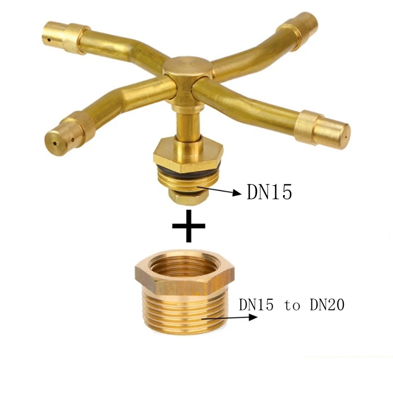 G1/2 Male Thread Brass Multiple Arms Rotating Lawn Sprinkler
