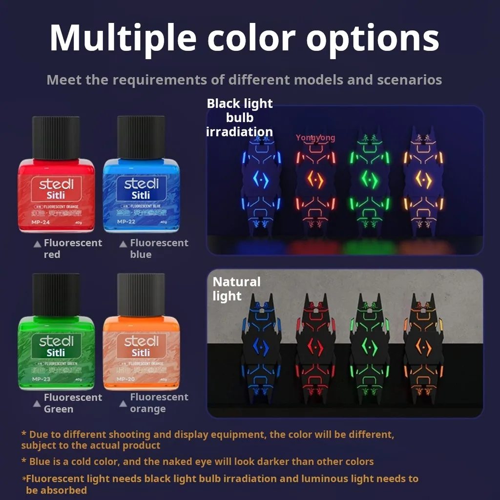 Stedi 40g Water Based Fluorescent Panel Liner UV Reactive Ink for Gunpla Scale Model Panel Line Accent Hobby DIY Tools Accessory