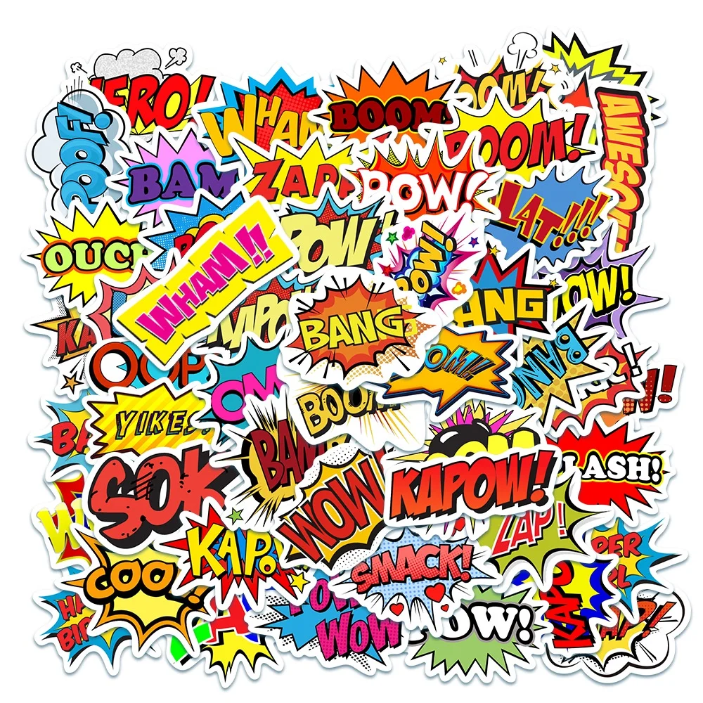 50PCS Surprise English Letter Waterproof Graffiti Stickers for Helmet Bicycle Hand Account Pencil Case Decals