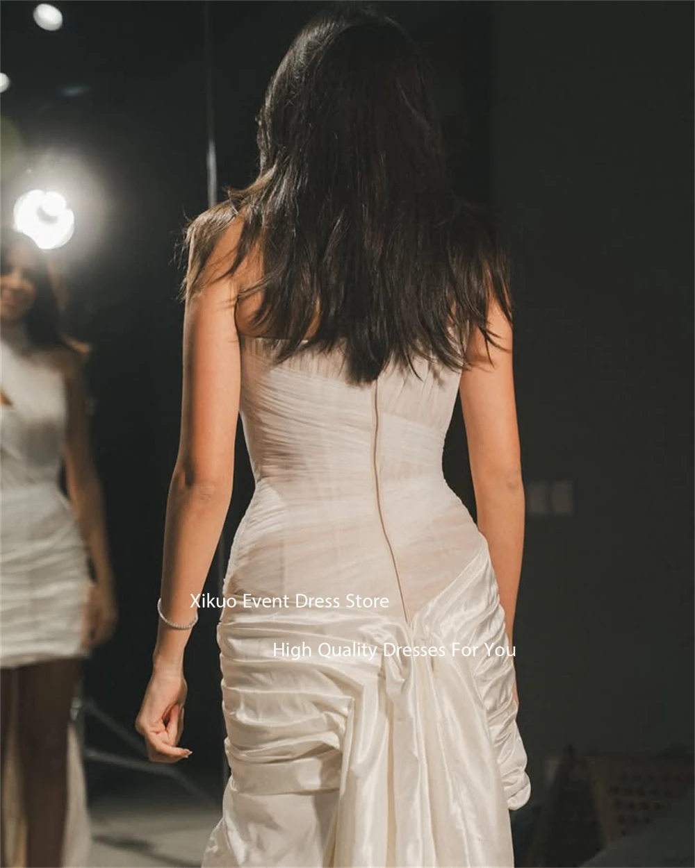 Xikuo Asymmetrical Ruched Wedding Dress Bodycon Unique Vestidos De Novia High Low Hem Vestidos De 15 Quinceañera Customized