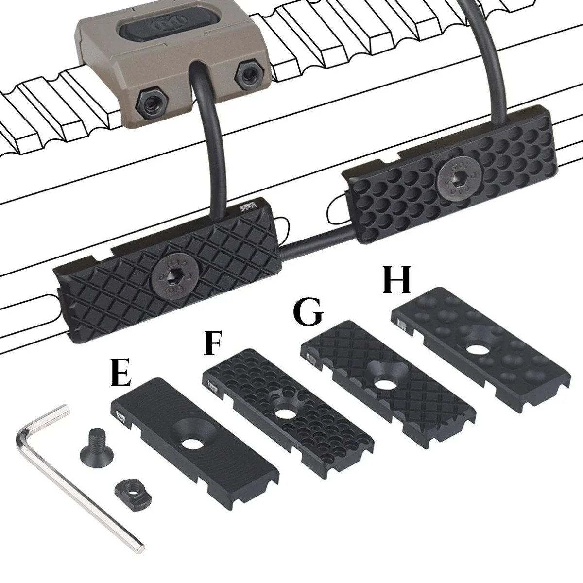 3Pcs/set MK Cable Management Kit Tactical CNC Aluminum Wire Clips Fit M300 M600 PEQ Flashlight Switch Cable Clip