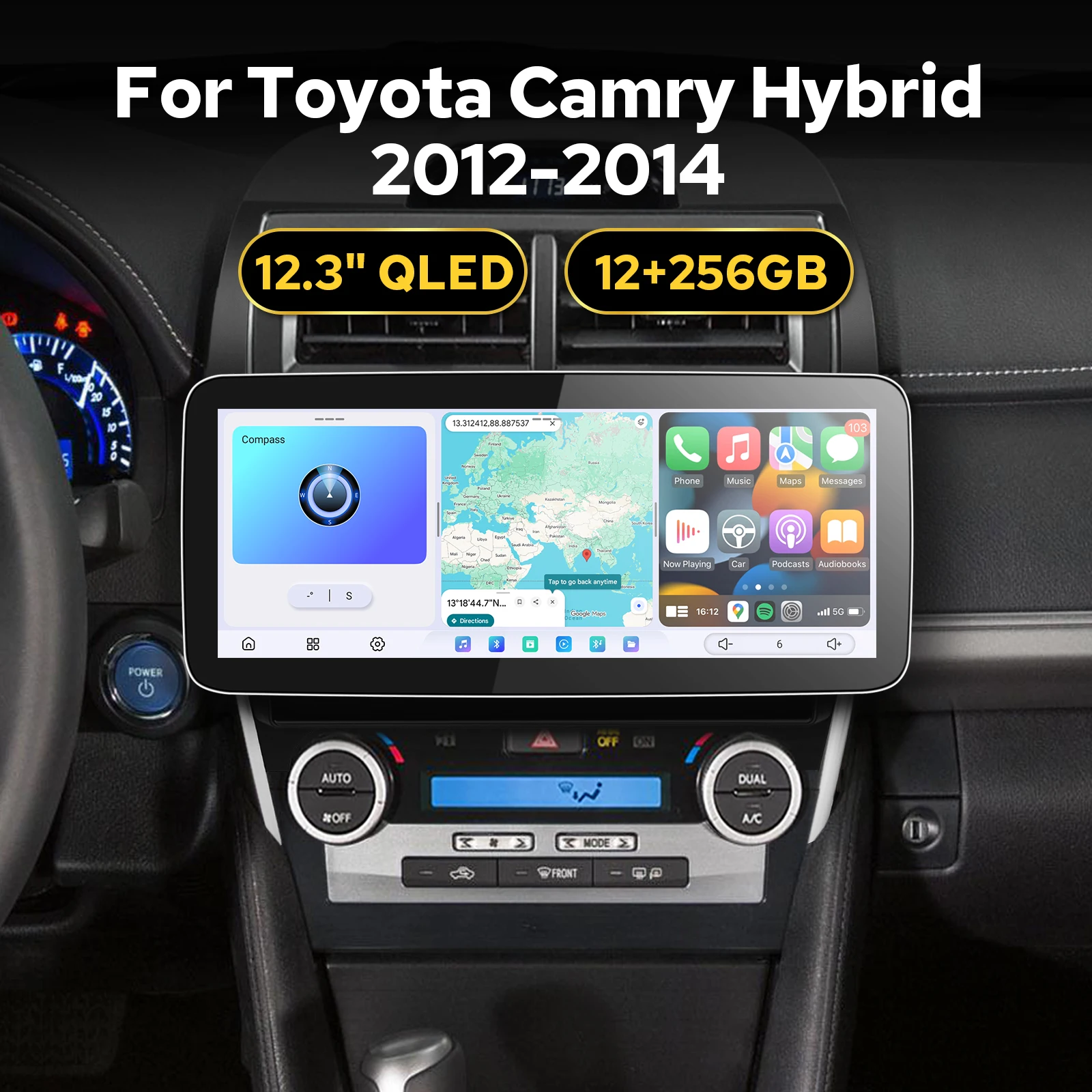 Upgrade for Toyota Camry Hybrid 2012-2014 with 12.3