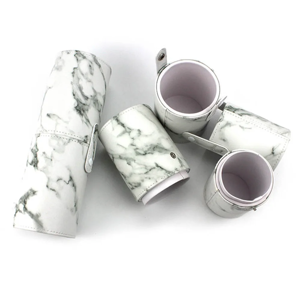 

Marble Makeup Bucket Brush Bag Travel Holder Brushes Breathable Woman Portable Pouch