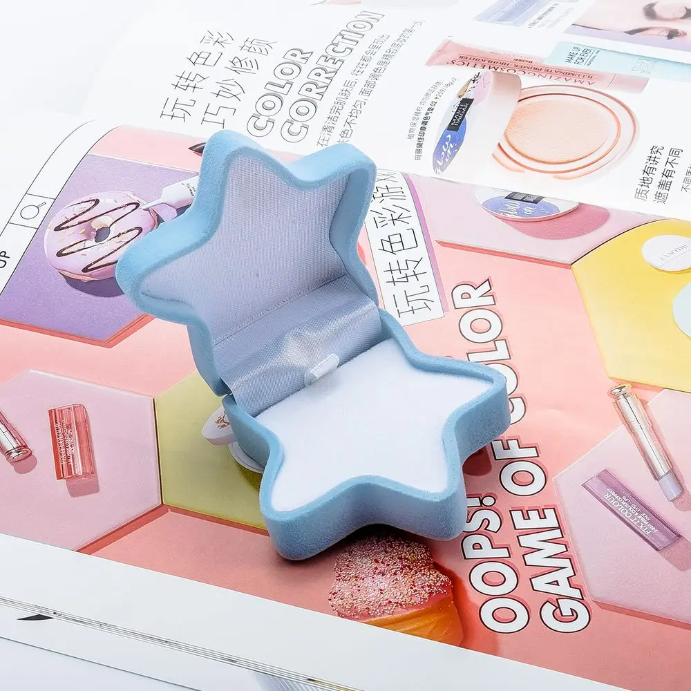 ブルーピンクカラードットパターンペンダントネックレスベルベットヒトデ形ジュエリー包装ジュエリーボックスディスプレイリング