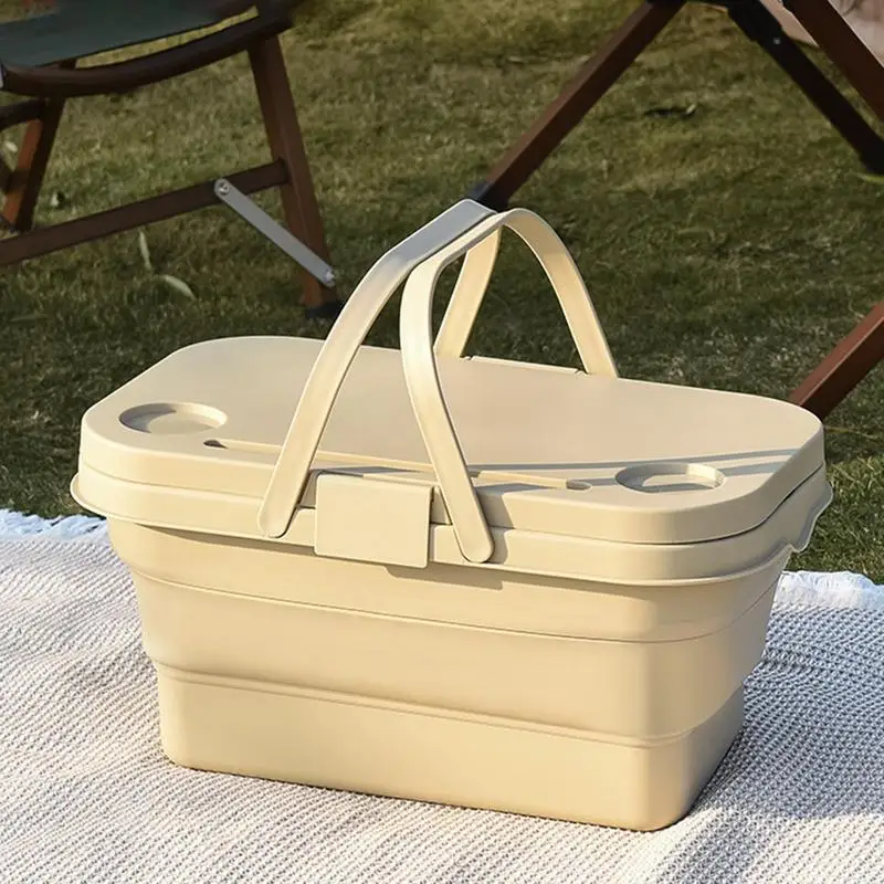 Multifunctional Folding Picnic Camping Portable Fruit Water Container Storage Basket Large Capacity Laundry Baskets Holders