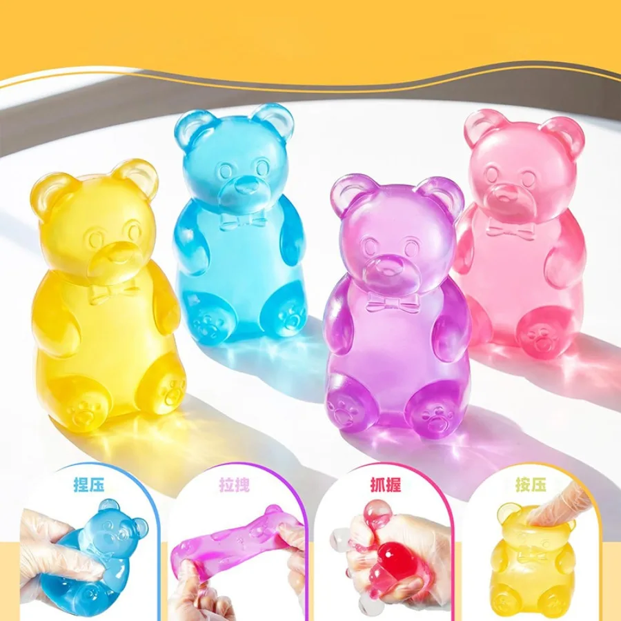 2026 cross-border pop candy bear pinch malt jelly transparent color slow rebound decompression toy manufacturer - Detail 1