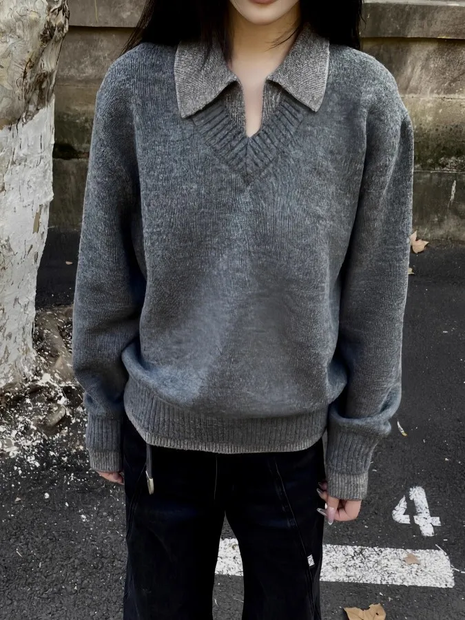 الأمريكية الرجعية الخامس ني طوق تريكو الرجال Sle الخريف الشتاء كلينفيت الراقية الشعور وهمية قطعتين محبوك سترة معطف #4