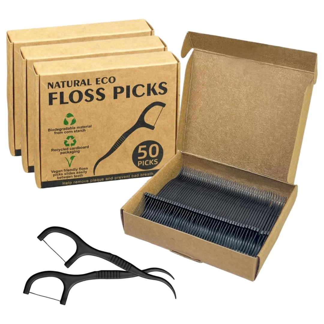 200pcs Ultra-fine Dental Floss 4pack Biodegradable PLA Eco-friendly Dental Floss Sticks Single-use Toothpick for Cleaning Teeth