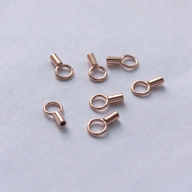 Bouchon en Or Rose 14K avec Anneau Fermé, Diamètre Nikde 1mm, Vente en Gros, Accessoires de Bijoux DIY