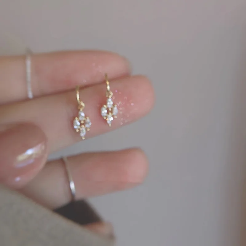1Pair Gold Silver Color Geometry Zircon Stud Earrings for Women Temperament Sweet  Ear Piercing Jewelry Wedding Party Gifts